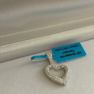 Moissanite Silver Open Heart Pendant